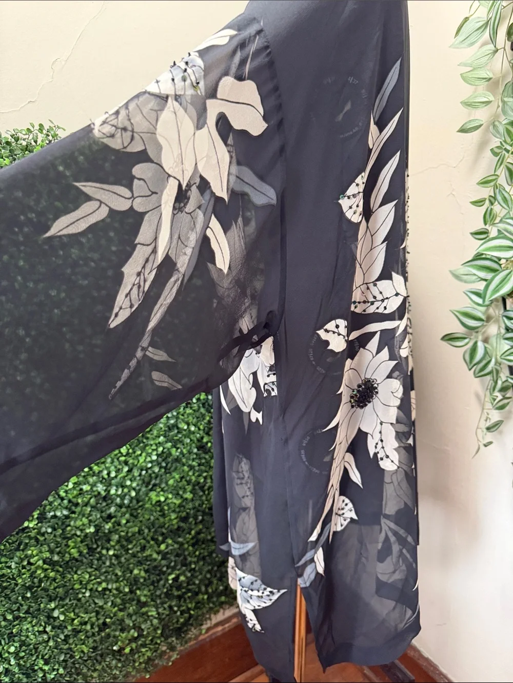 Black Floral Sheer Kimono Wrap